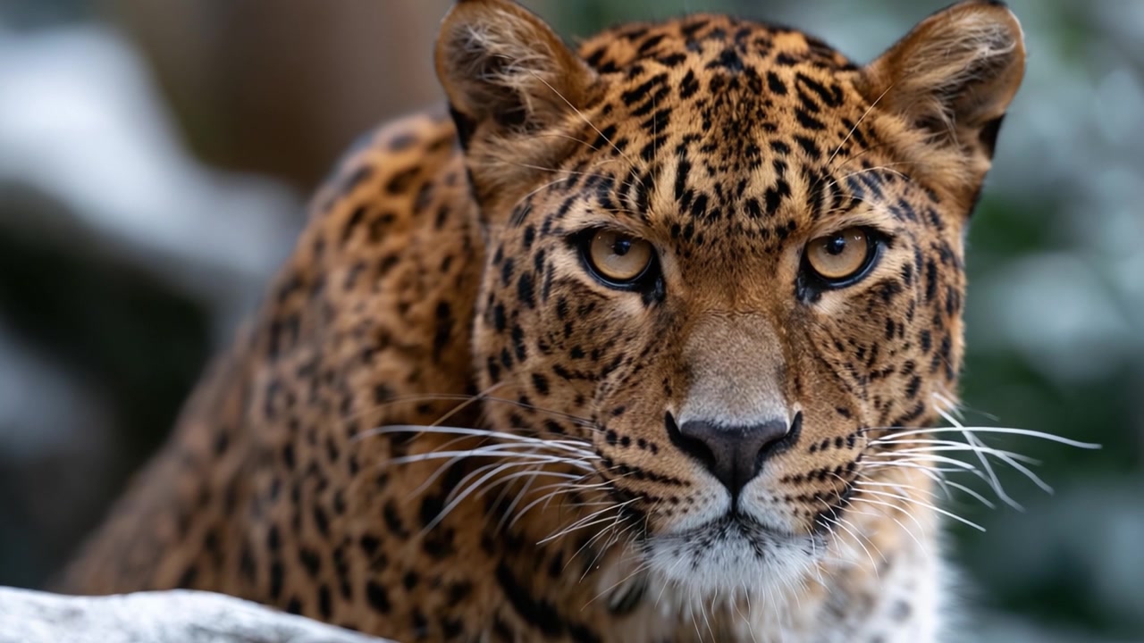 Çarpıcı Bir Leopar, Doğal Bir Arka Planın Ortasında Bakışları ve Görkemli Görünümüyle Vahşi Doğanın Yoğunluğunu Yakalayarak Çarpıcı Özelliklerini Sergiliyor