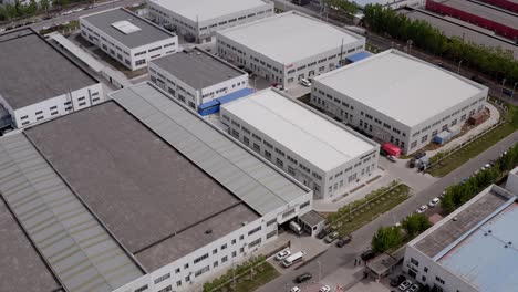 chinese industrial zone with factory buildings and warehouses