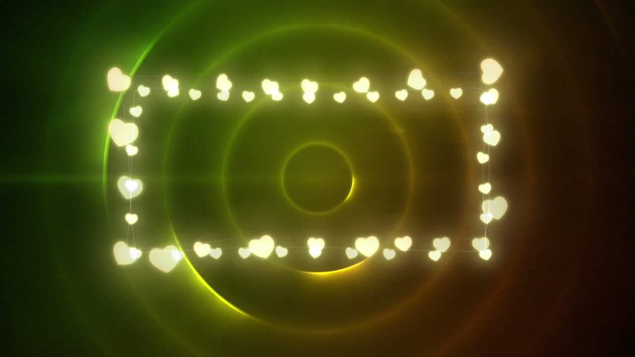 녹색 원 위에 복사 공간과 함께 크리스마스 장식 요정 불빛의 애니메이션