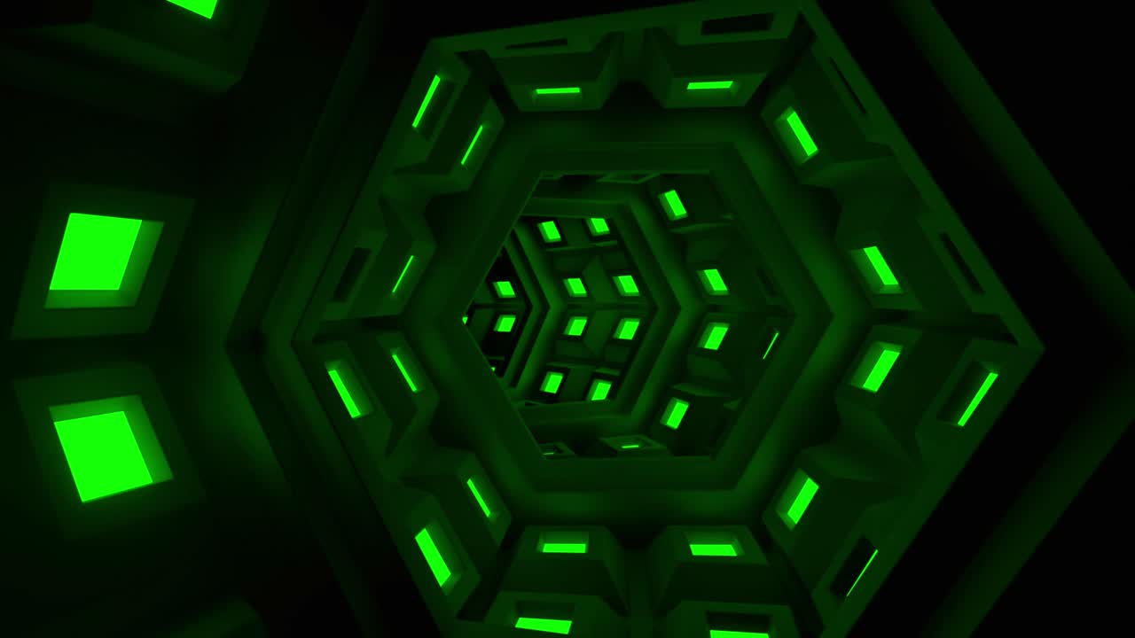 túnel verde abstracto en 3d