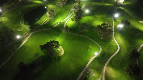 aerial shot of night golf course