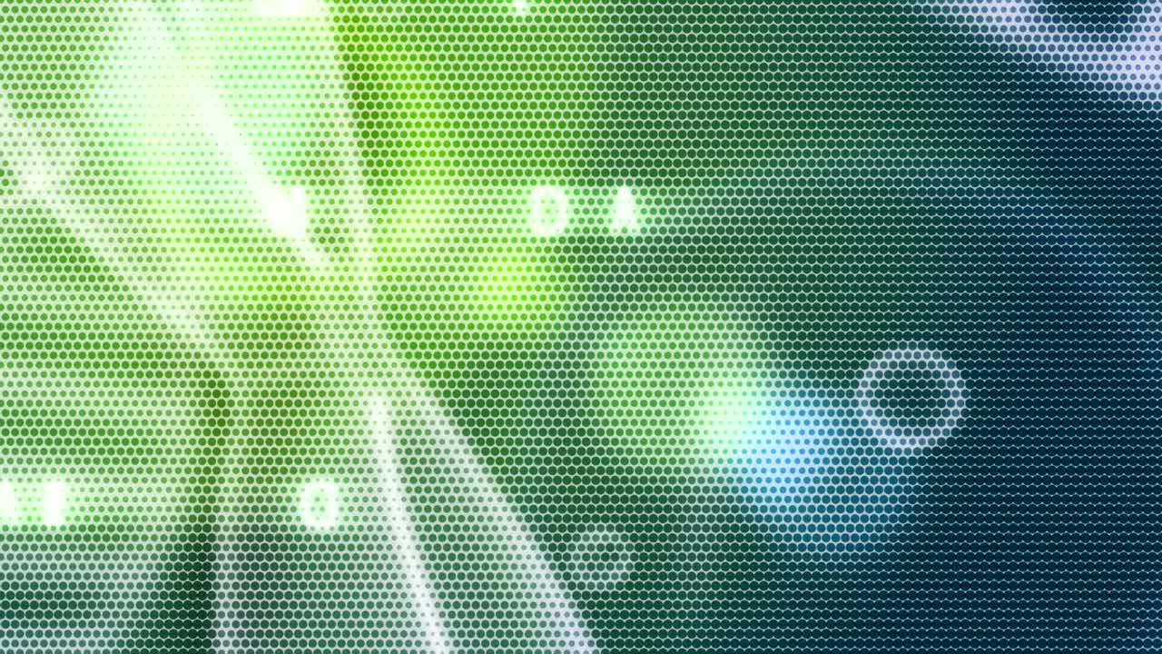 Computer generated animated moving motion background showing scientific biology atoms molecules particles genes DNA
