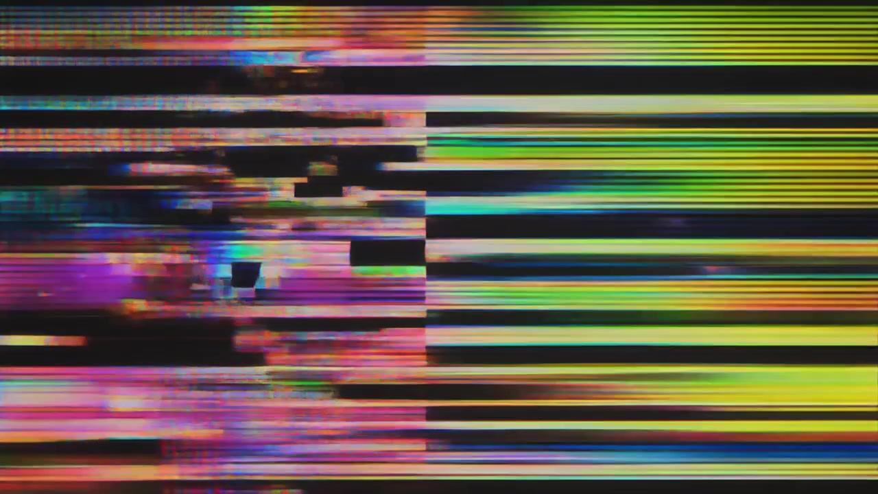 Digital Glitch Effect with Distorted Video Noise and Horizontal Lines