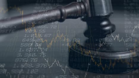 animación de las estadísticas y el procesamiento de datos financieros sobre el martillo del subastador