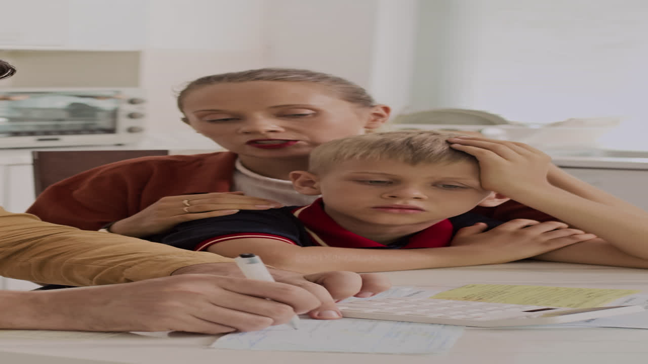 Parents and Son Accounting Family Budget