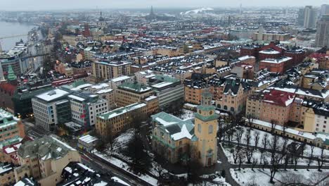 drone view in stockholm, sweden