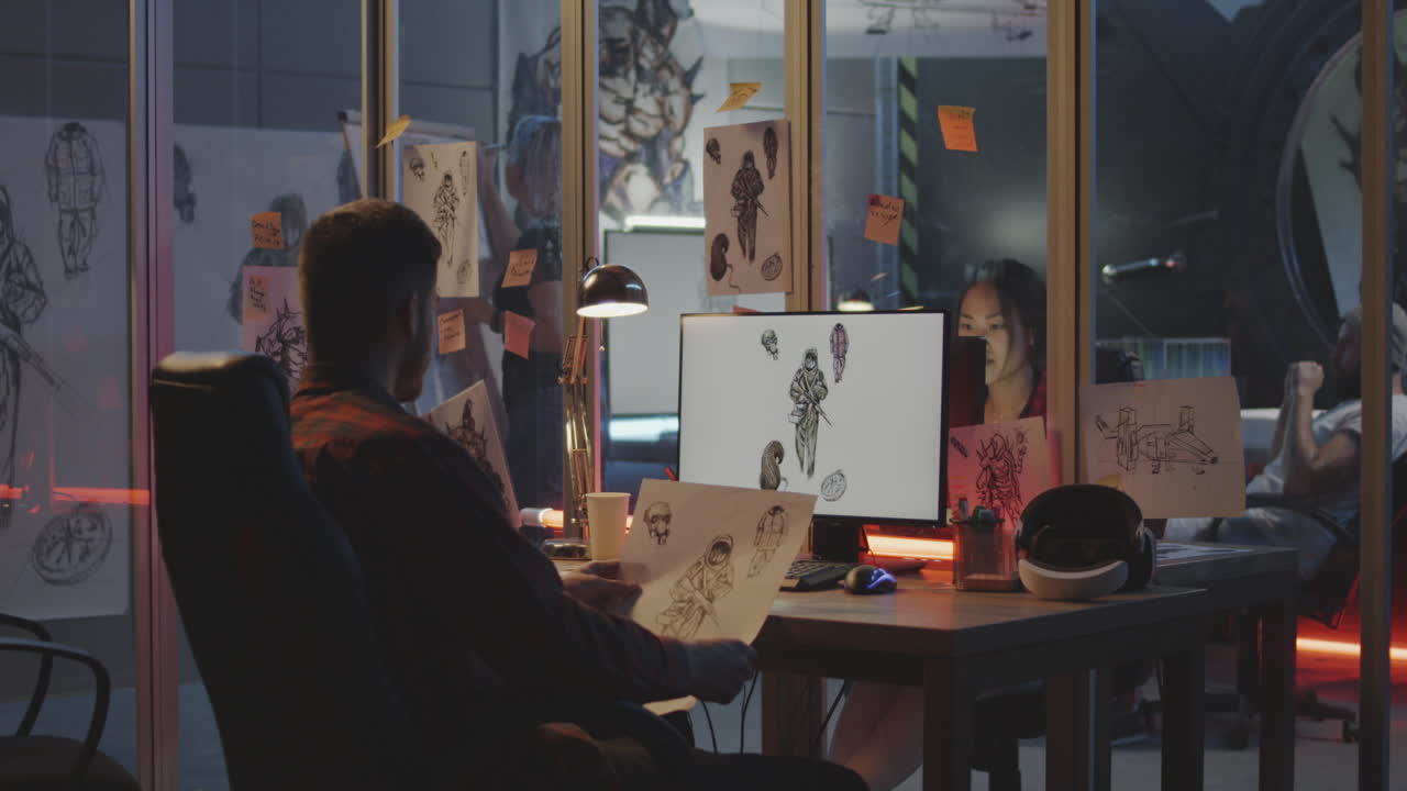 Game Design Team Working on Concept Art