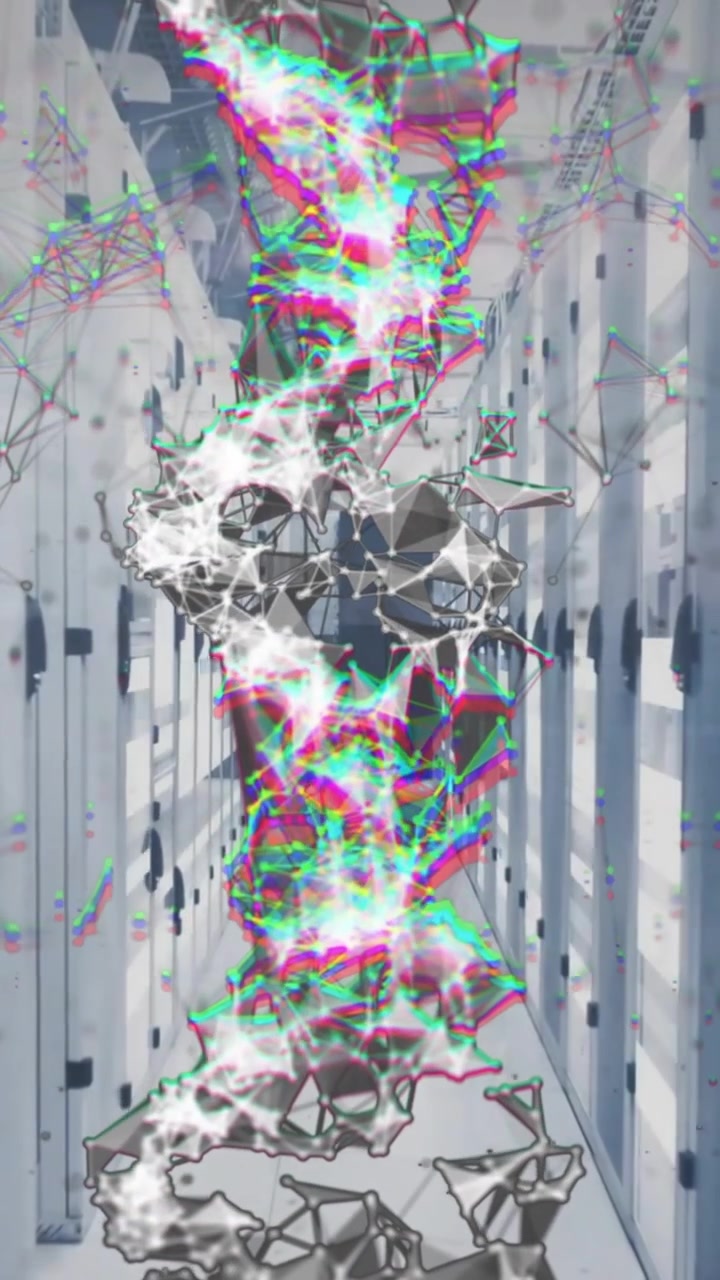 Animation af former og DNA-streng over serverrum