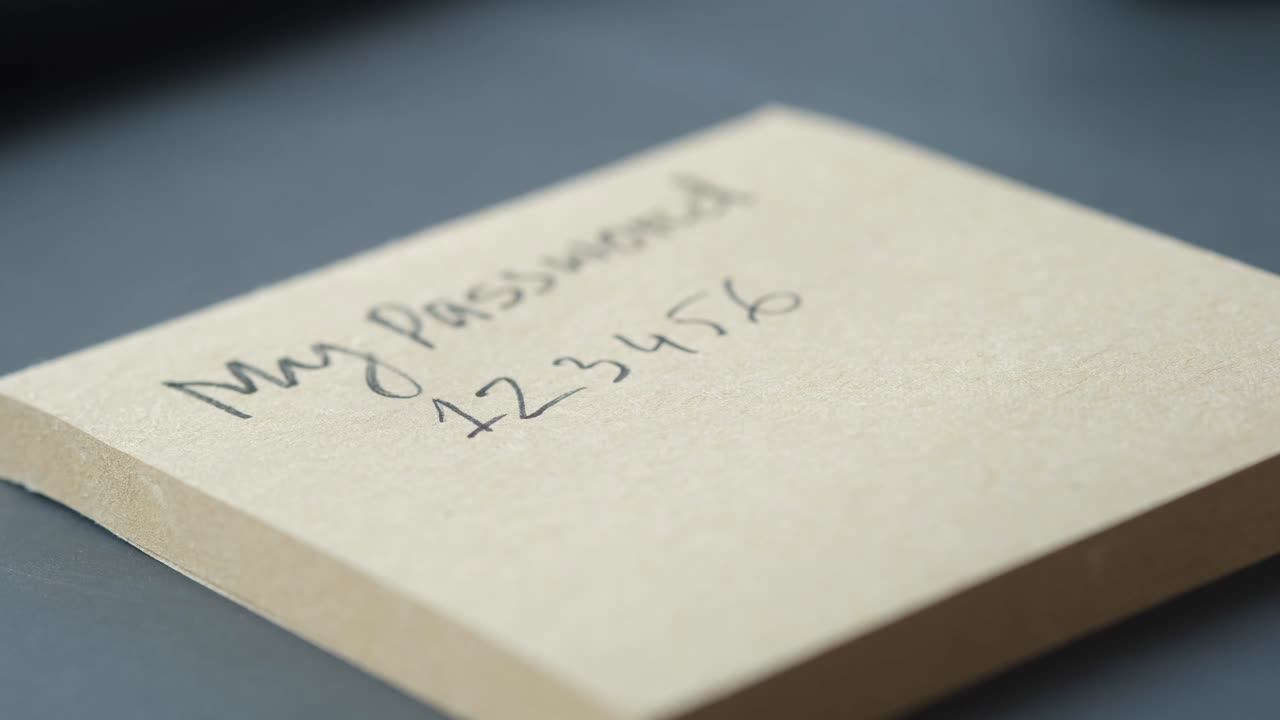 스티키 노트에 비밀번호를 쓰고