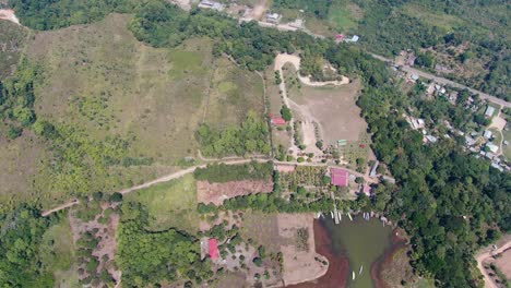 Beautiful-4k-aerial-panormic-view-over-the-famous-Laguna-de-los-Milagros-and-the-Huallaga-river-in-the-Amazon-jungle-of-Peru