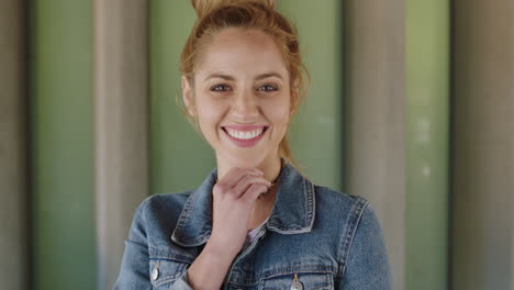 portrait of young red head woman stylish cheerful flirty smiling