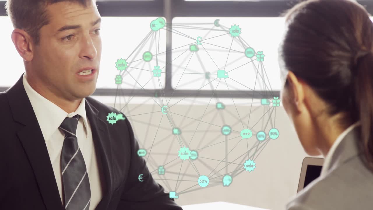 다양한 사업가들과의 연결의 세계에 대한 애니메이션