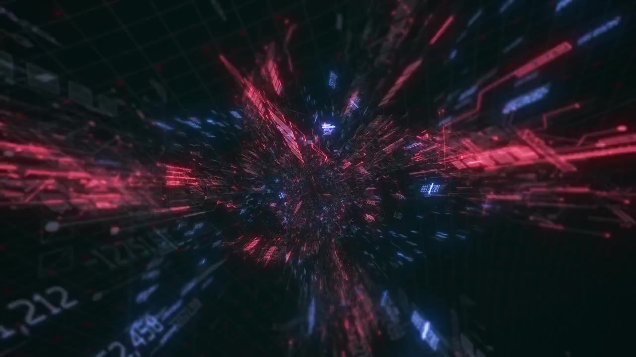 Animazione di un tunnel di dati nel cyberspazio digitale