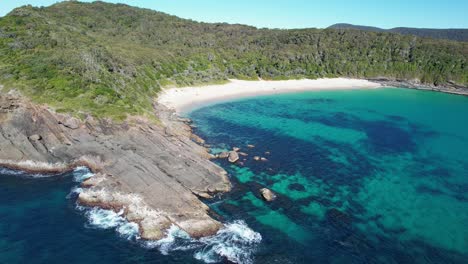 Flying-Over-Boat-Beach---Seal-Rocks---Mid-North-Coast---New-South-Wales--NSW---Australia---Aerial-Shot