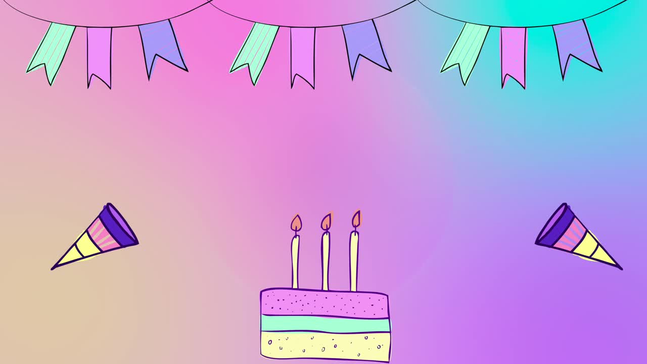 birthday cake and crackers Graphic animated