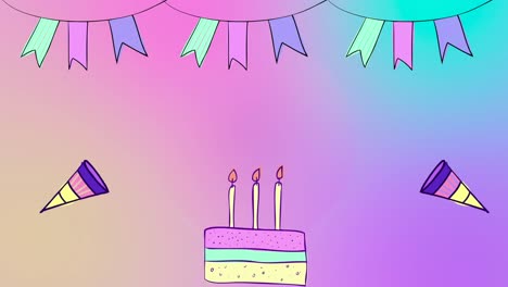 birthday cake and crackers graphic animated