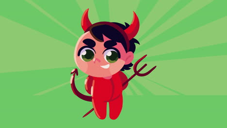 happy halloween animation with little boy devil