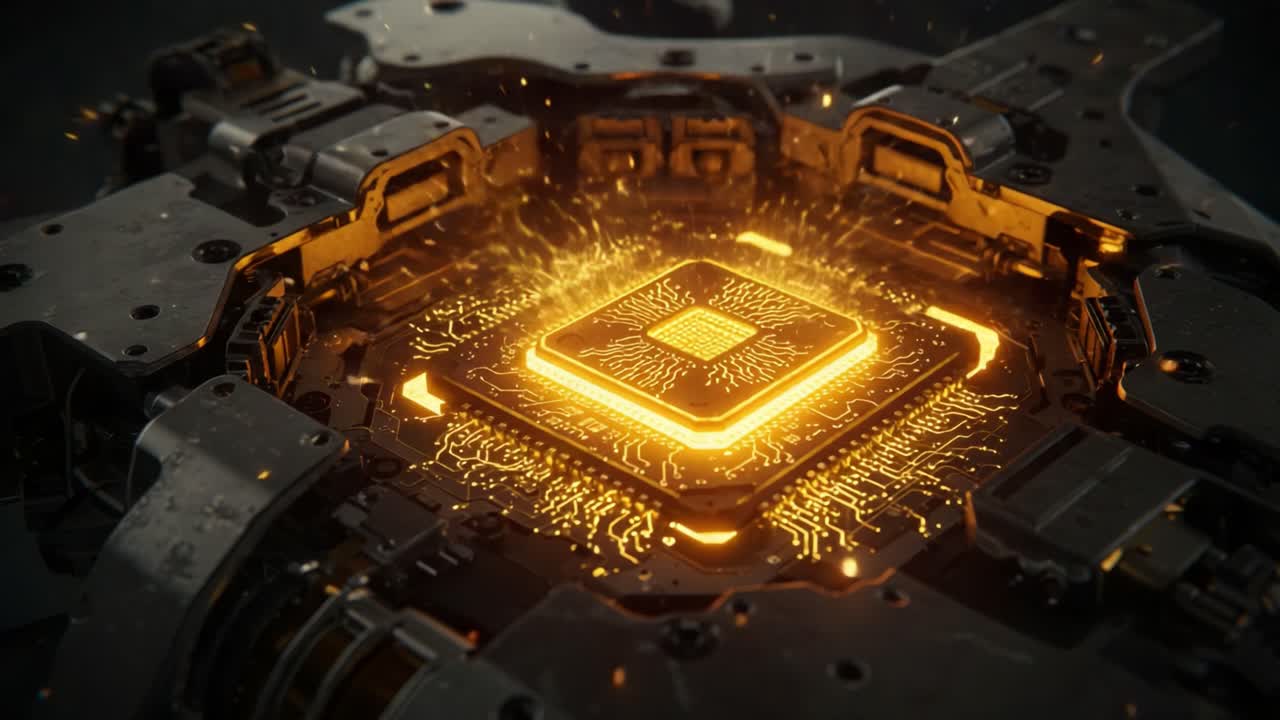 Exploring the Intricate Design of a Futuristic Circuit Board with an Illuminated Processor at its Core, Showcasing Advanced Technology and Digital Innovation