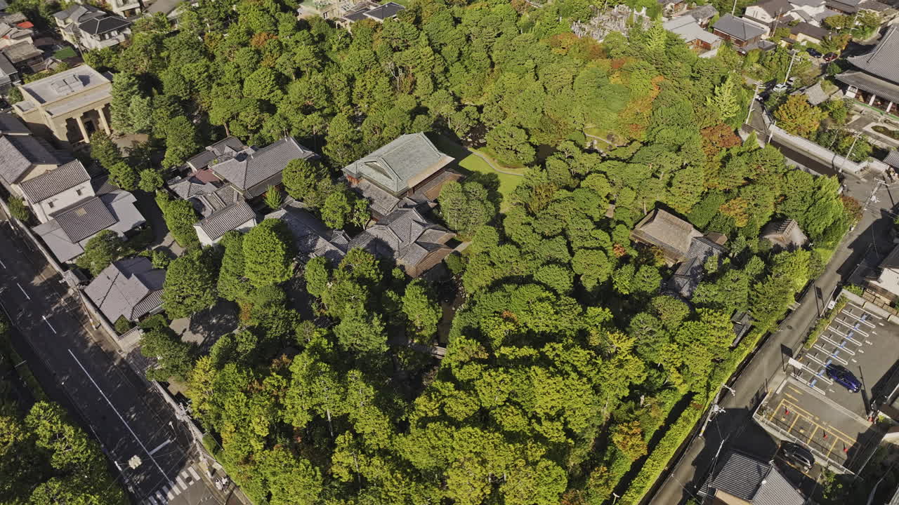 Kyoto Japan Aerial v34 birds eye view drone flyover around Sumitomo Yuhoen showcases classic Japanese architecture amidst beautifully landscaped gardens - Shot with Mavic 3 Pro Cine - Oct 7th 2023