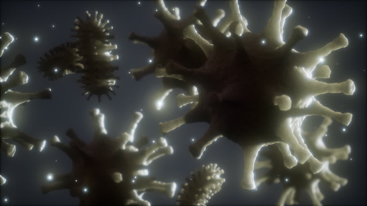 Bacteria virus or germs microorganism cells under microscope with depth