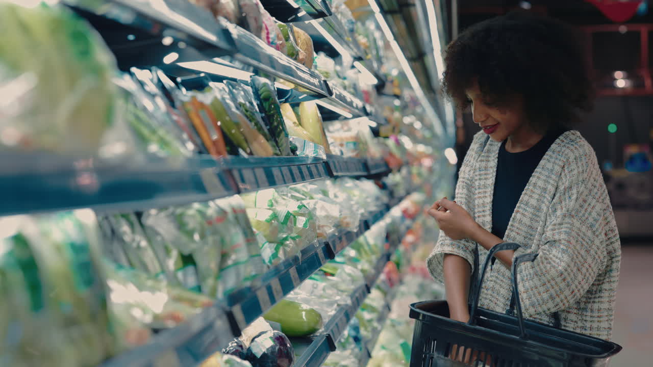 Woman Shopping for Produce at a Supermarket