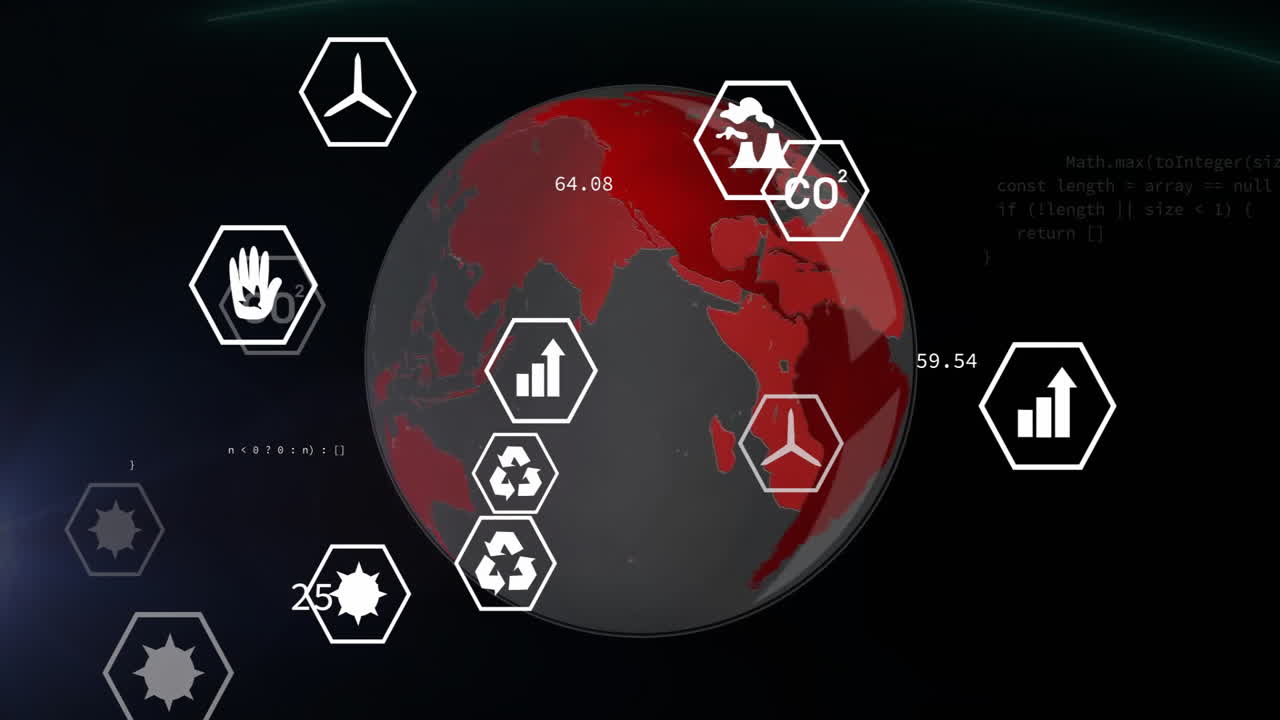 전 세계 에코 아이콘의 연결 네트워크의 애니메이션