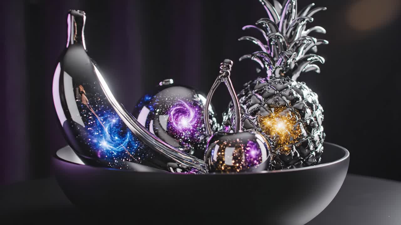 Silver Fruit Bowl with Galaxy Design