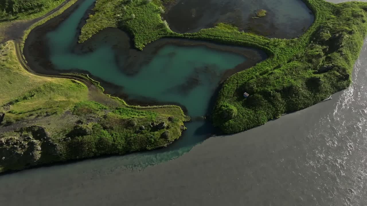 Aerial drone view of the landscape of Iceland