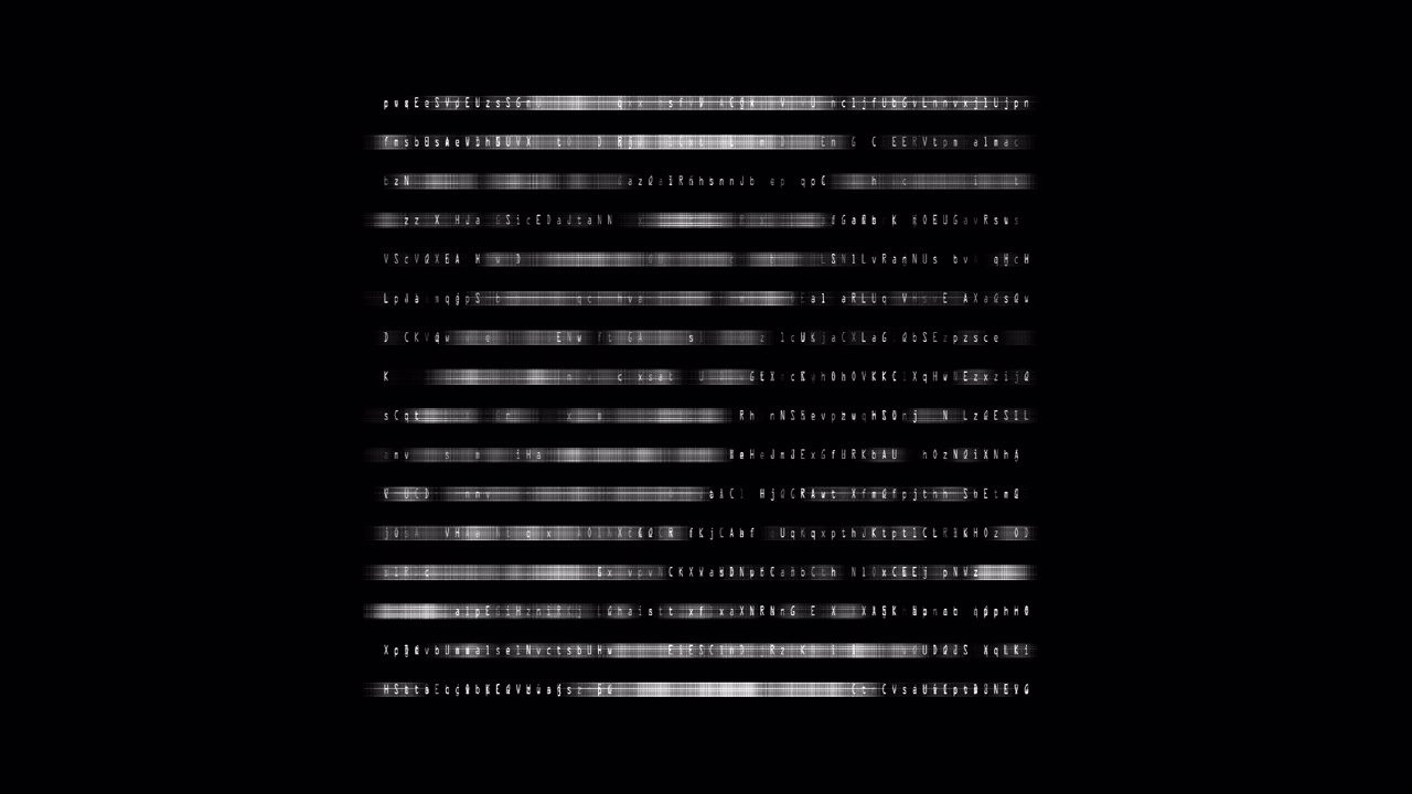 Digital Text Data Glitch Animation on Black Screen