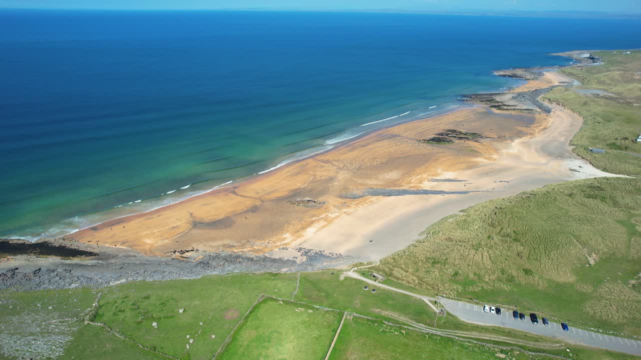 Aerial landscape view of fan ore Beach The Burren wild Atlantic way Ireland Epic Locations