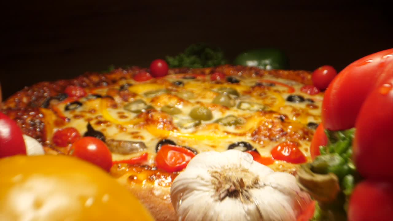 피자 클로즈업 프로브 샷