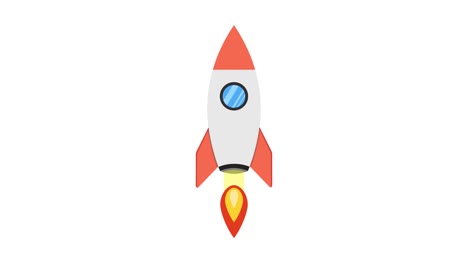 cartoon rocket ship flying up on white background. loop animation. 4k resolution.