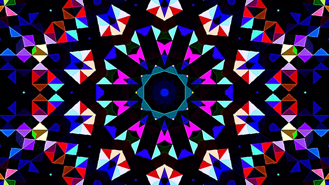 아름답고 추상적인 칼레도스코프, 빛나는 빛, 미묘한 움직임을 조절하는 빛.