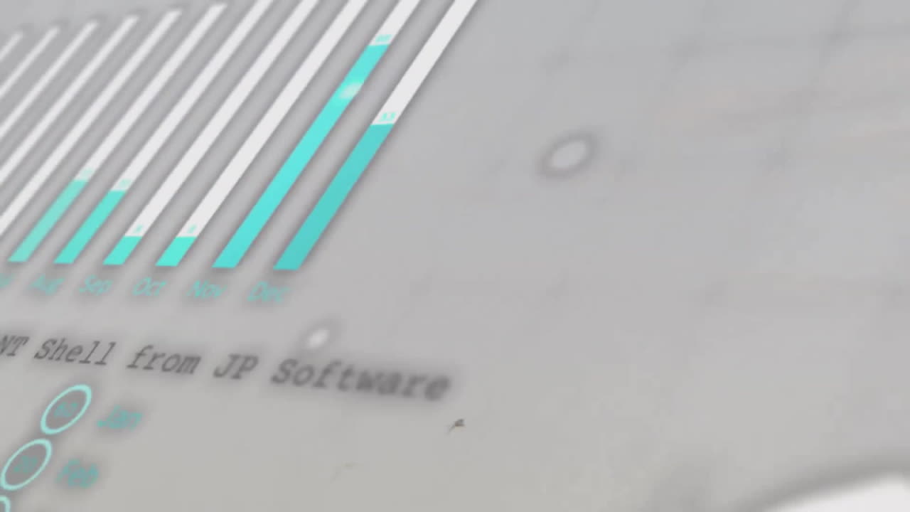 Animation of financial data processing over grey background