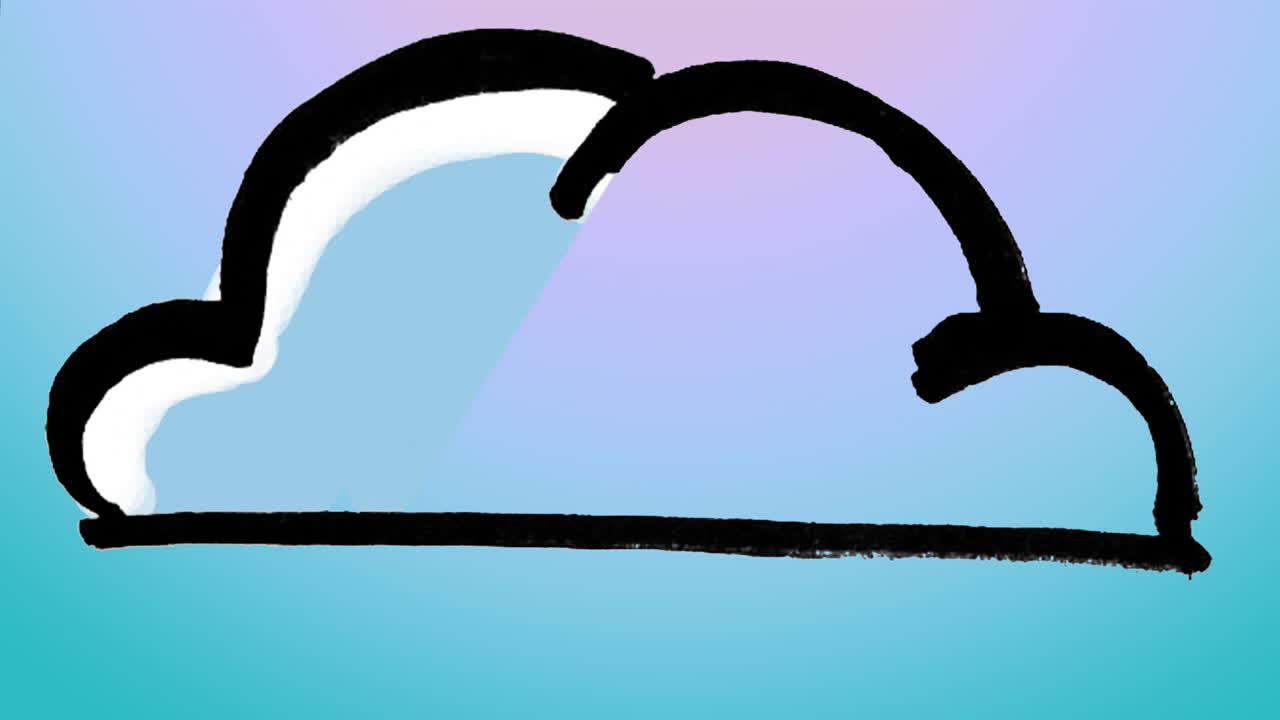 파란색과 보라색 배경의 그라디언트 위에 검은색 구름 윤 애니메이션