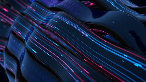 ultraviolet neon light trails on glass 3d render seamless loop animation