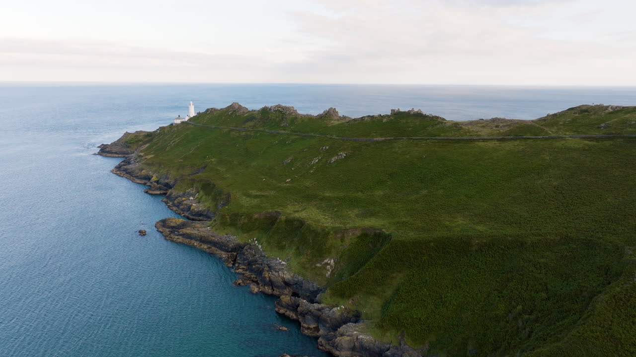 Coastal Aerial View of a Lighthouse