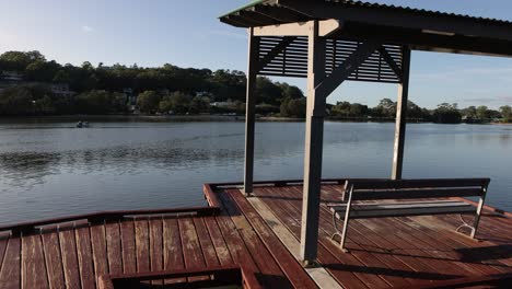 26 feb 2023 - gold coast, queensland, australia: view along beree badalla reserve and currumbin creek at sunrise