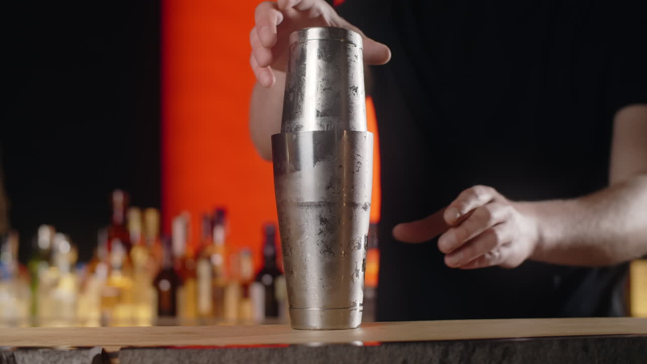 Bartender Preparing Cocktails with Cocktail Shakers