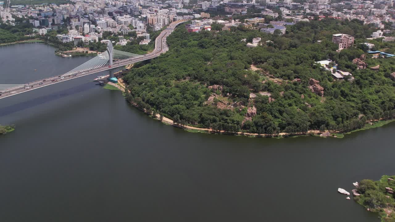 Aerial view of the lake is also known as the 'Secret Lake' because it is hidden between the localities of Jubilee Hills and Madhapur