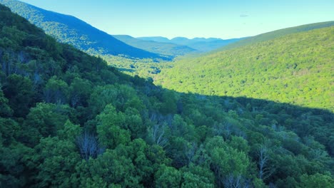 aerial drone video footage of summer time in the catskill mountains in new york’s hudson valley