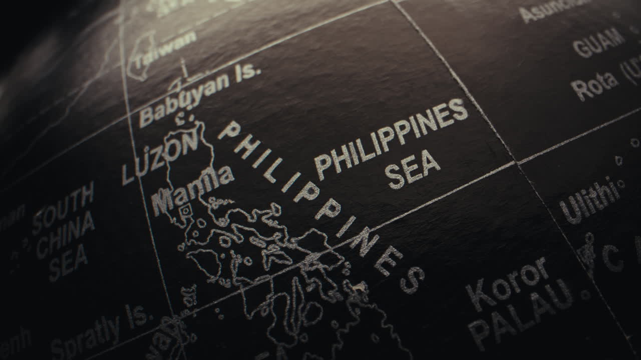 Close-up of a World Globe Focusing on the Philippines