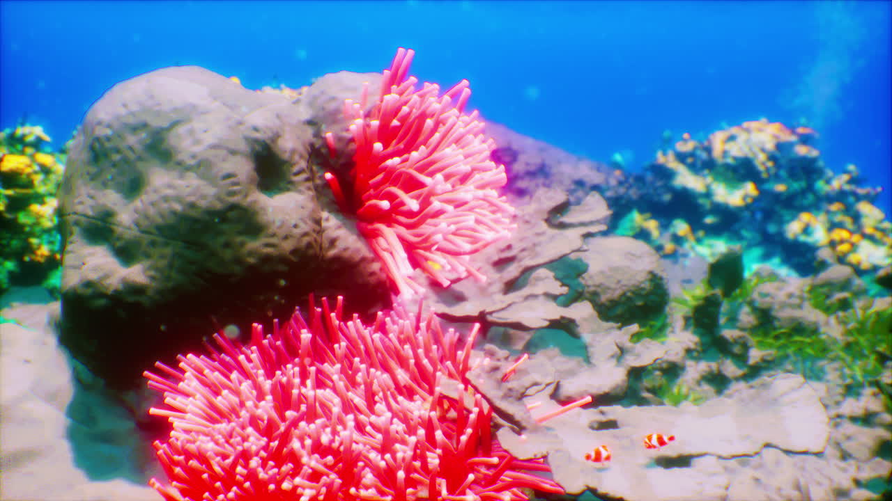 Discover vibrant coral reefs filled with marine life in a tranquil sea