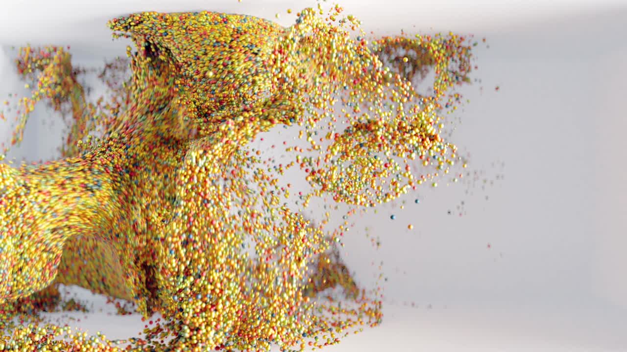 4k의 추상적인 입자 구는 빈 방을 채니다.