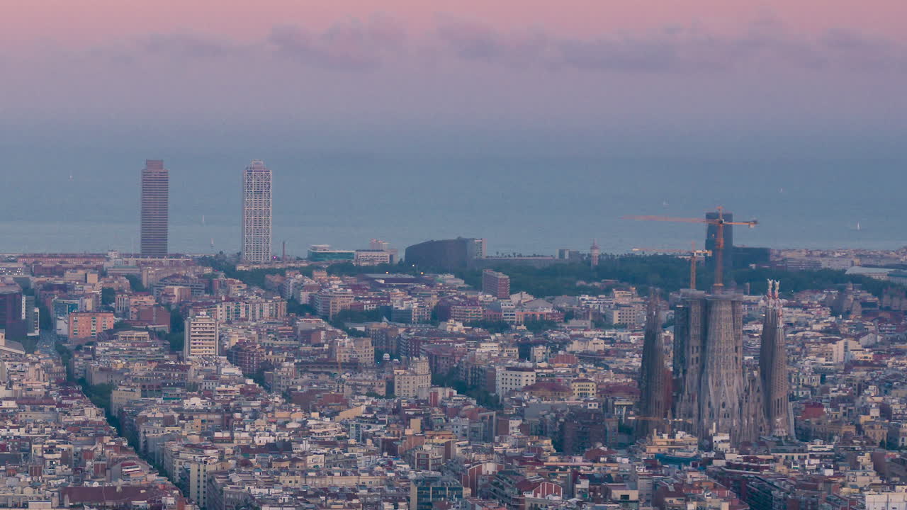 turó de la rovira 또는 bunkers del carmel에서 본 바르셀로나의 시간 경과