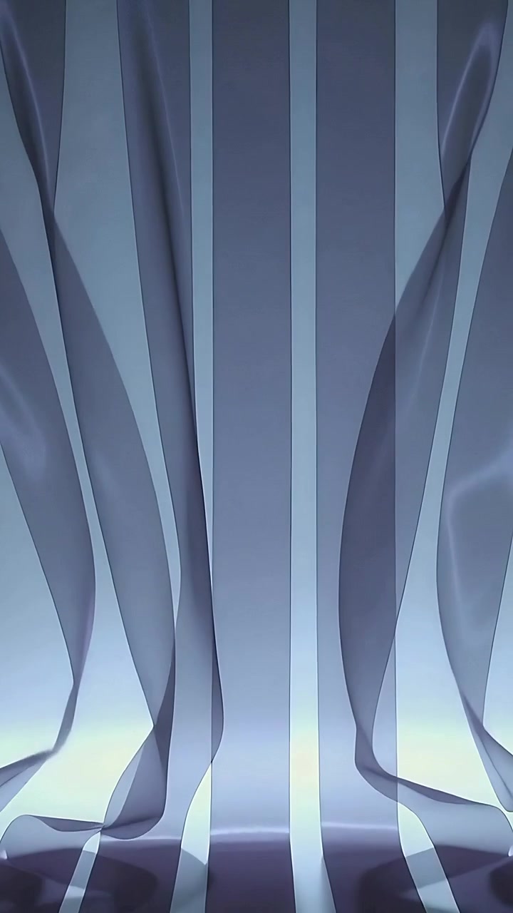 Vertical video: Rippling satin panels reacting to draft, forming folds down at window sill