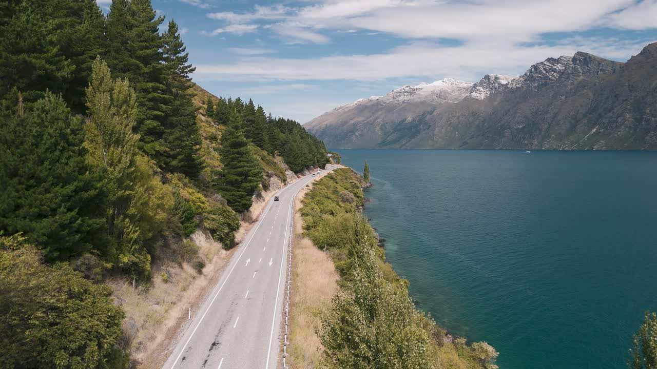 Scenic Mountain Roadside with Lake View