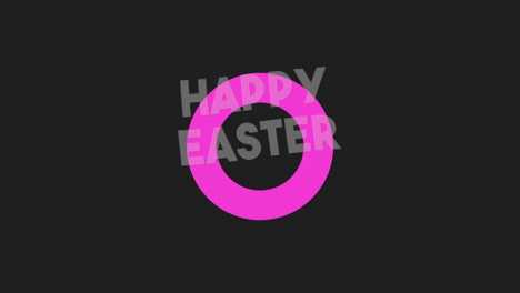 happy easter vibrantly pink circle on black background