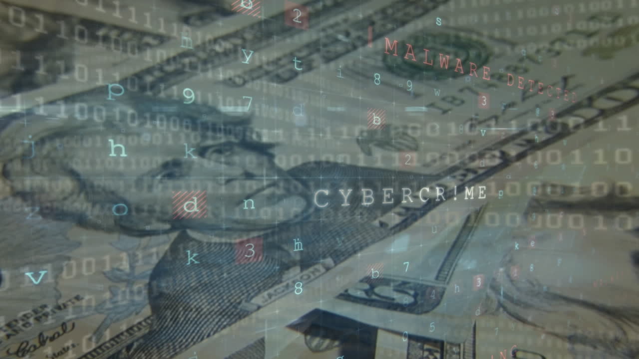 анимация обработки данных над банкнотами