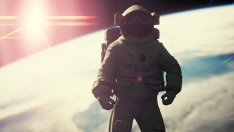 astronauta en el espacio exterior sobre el planeta tierra